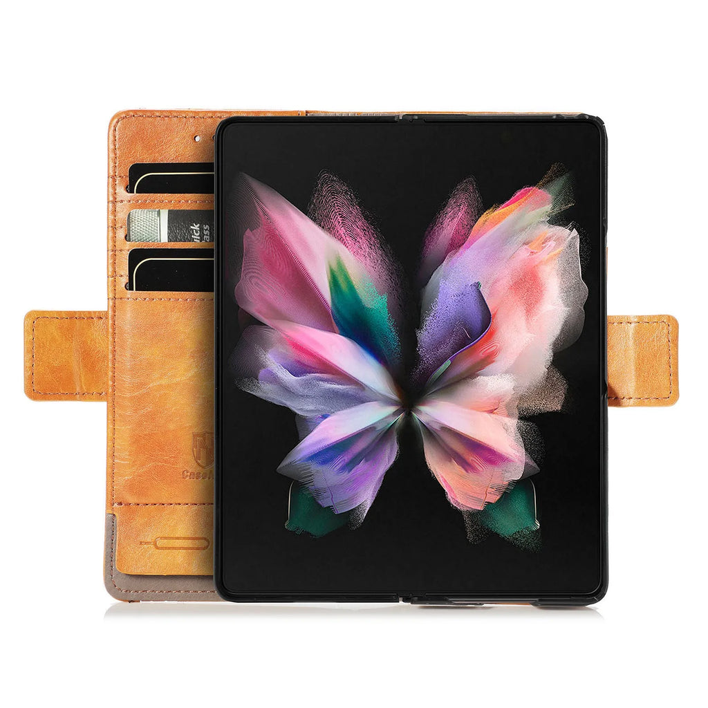 Samsung Galaxy Z Fold4 5G TPU leather phone case with bracket and card holder in multiple colours