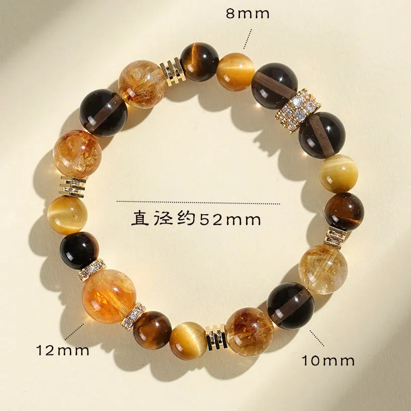 Natural yellow 10mm artificial crystal beads bracelet with string design