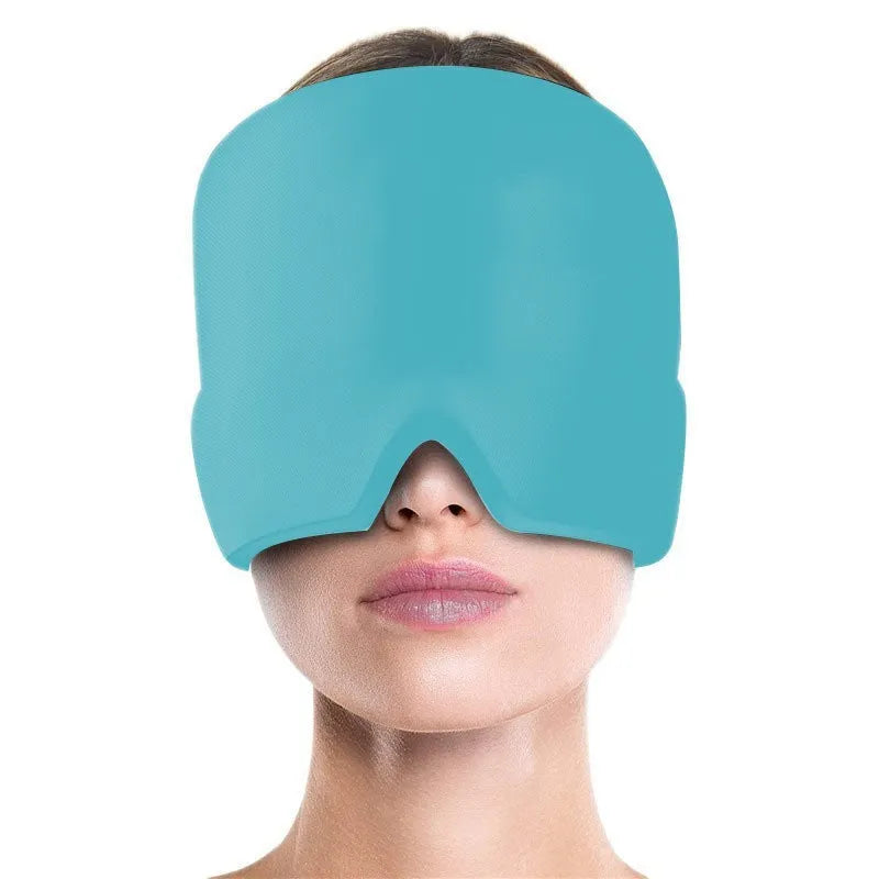 Elastic cloth gel eye mask for headache relief in black, pink or sky blue colours