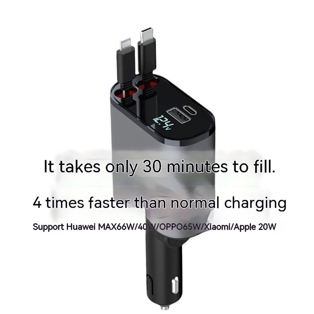 120W universal car charger with four USB ports for cigarette lighter socket