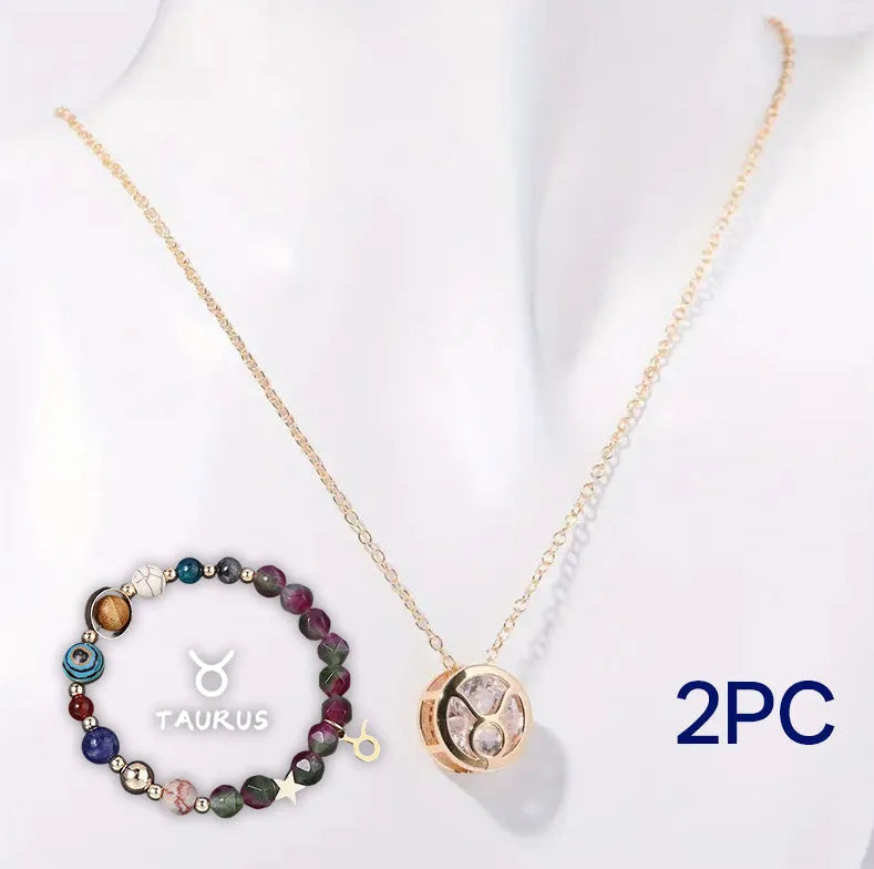 Natural stone beaded necklace and bracelet set showing coordinated jewellery pieces