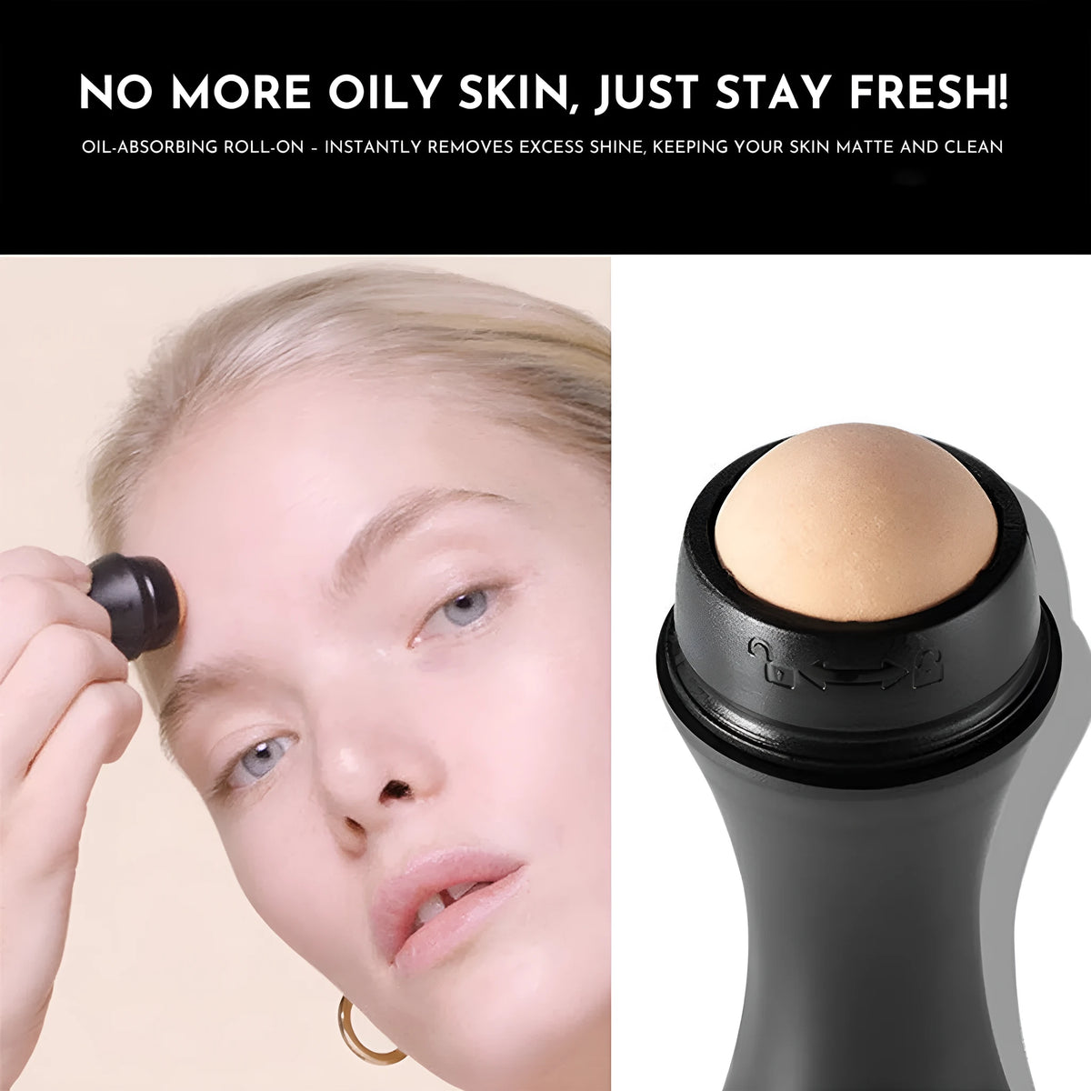 Volcanic portable roller for oily skin control, made from real volcanic stone, reusable and washable, available in black, green, pink, white