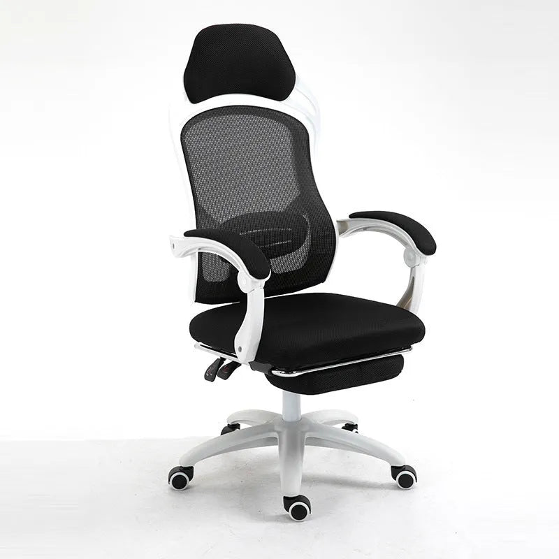 Black ergonomic computer gaming chair with reclining backrest and adjustable armrests