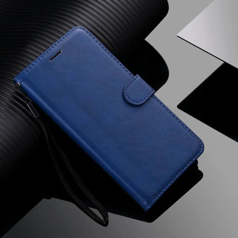 Leather style flip wallet phone case with card slot and kickstand for iPhone