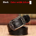 Thin black women's PU leather belt with alloy buckle fastening on jeans