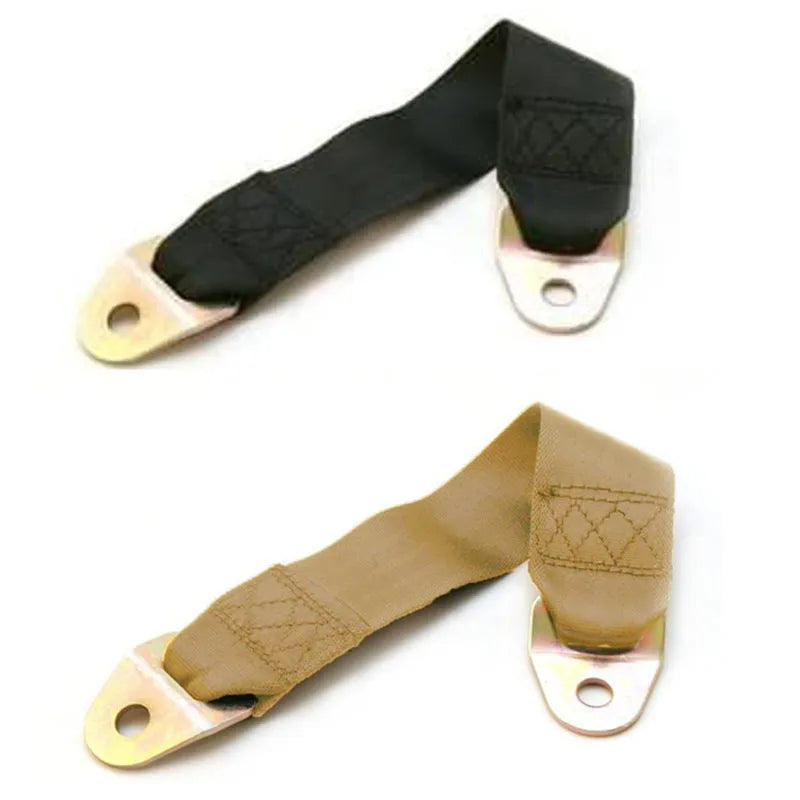 Electric door limit fixing strap for vehicle door opening control with mounting hardware