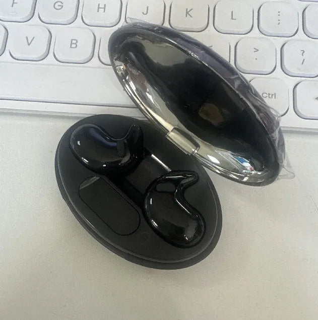 Mini invisible wireless in-ear sleep headset with digital display in black