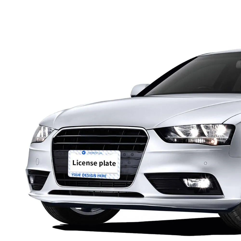 Pair of round hole aluminium licence plate holders with custom eagle design for front and rear car registration plates