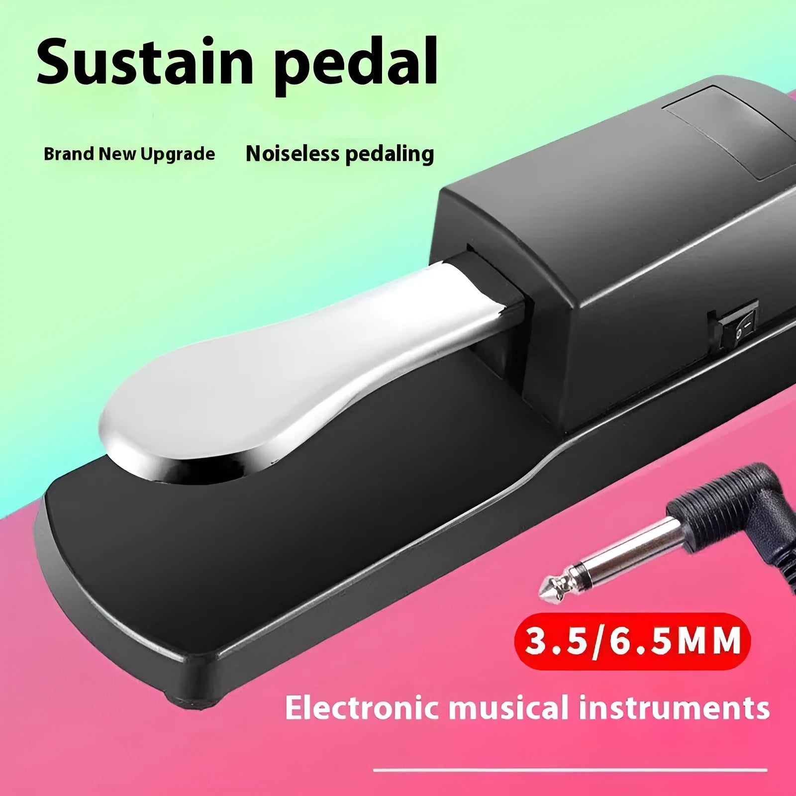 Universal single leg sustain pedal for electronic keyboard with 6.35mm jack plug