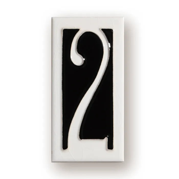 Handmade retro-style enamel ceramic doorplate number measuring 76mm by 152mm