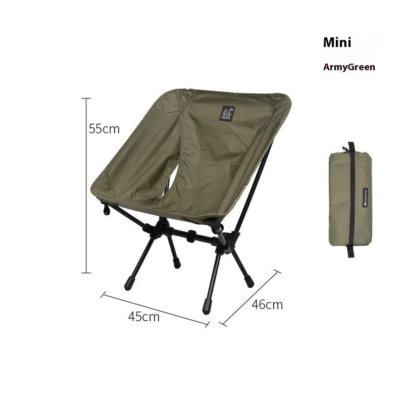 Foldable aluminium alloy moon camping chair in a choice of colours and back styles.
