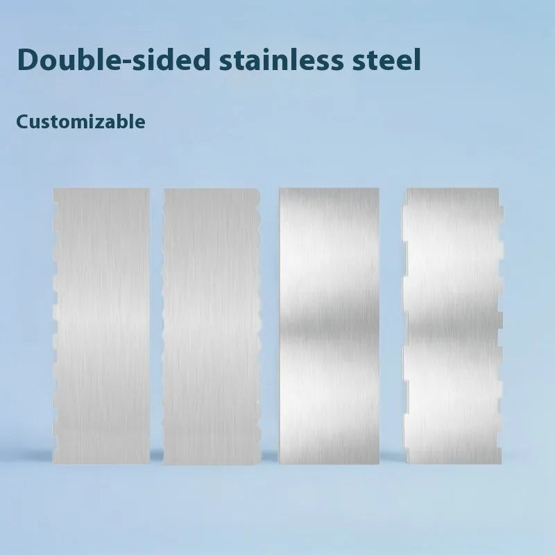 Stainless steel cream scraper cake decorating tool with six polygon pattern designs