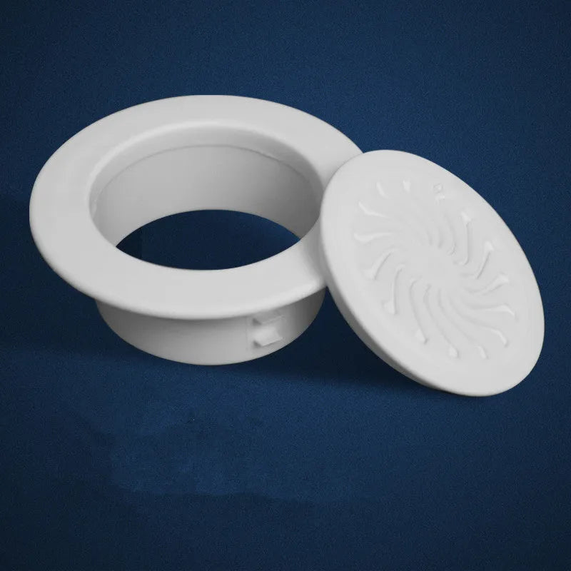 Plastic air conditioning hole cover kit with blocking caps, vent covers, and sealing glue.