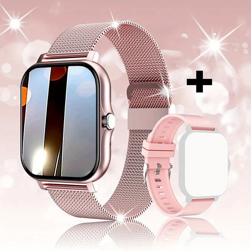 1.44-inch touchscreen smart watch with silicone strap showing Bluetooth calling and health monitoring features