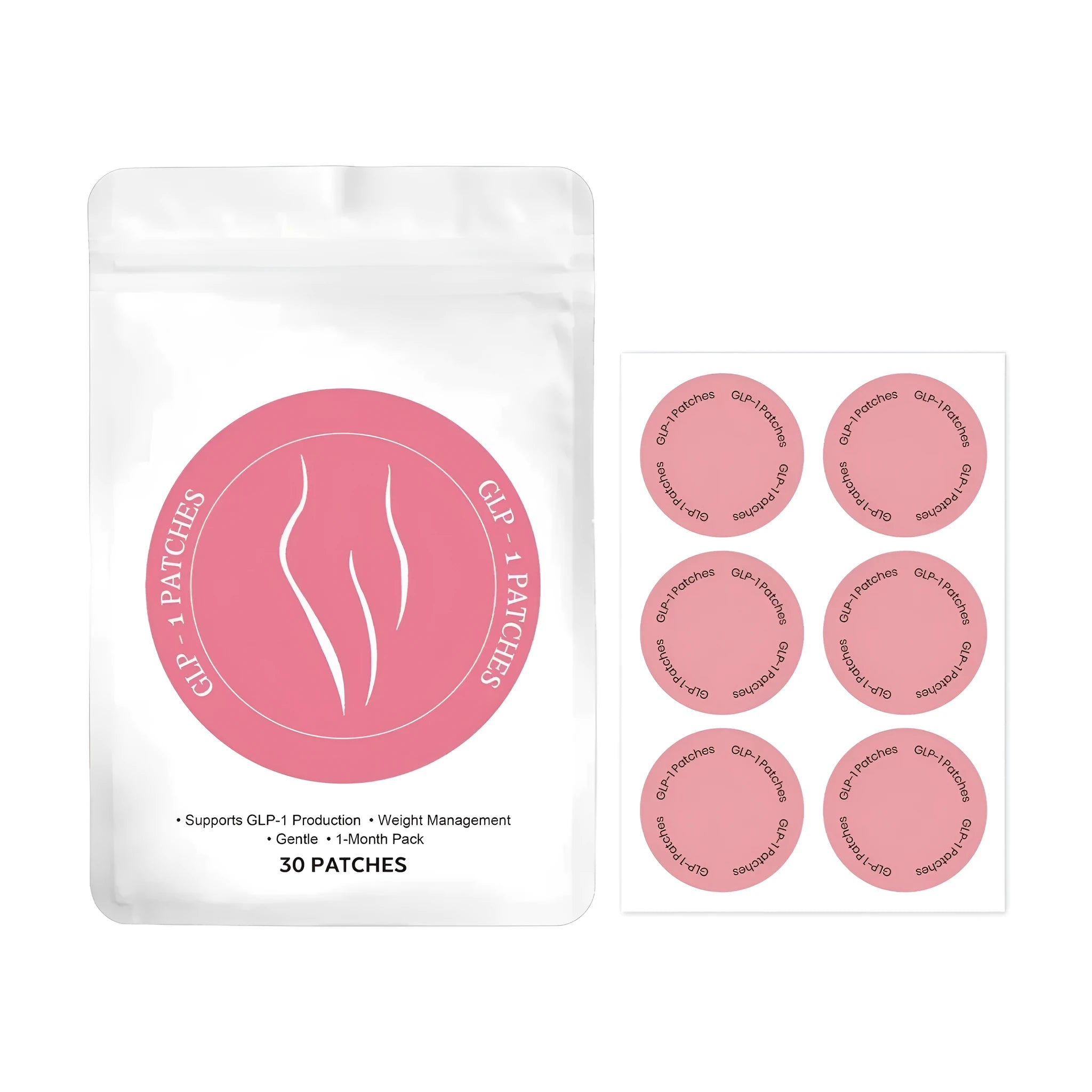 Pack of 30 weight management auxiliary patches with rose oil and acetyl hexapeptide-8