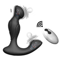 Black wireless remote control silicone prostate massager with remote control unit