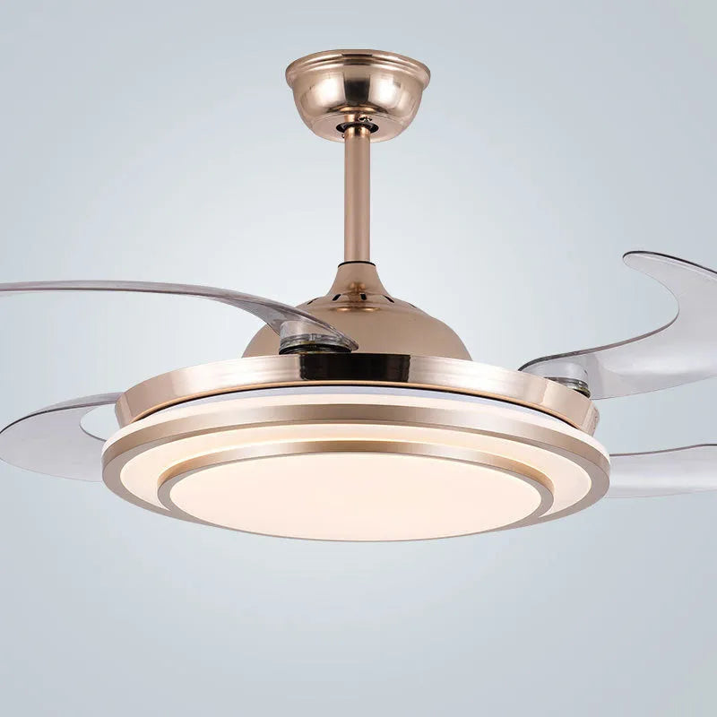 Home full spectrum eye protection LED fan chandelier 36 inch gold with invisible ABS blades
