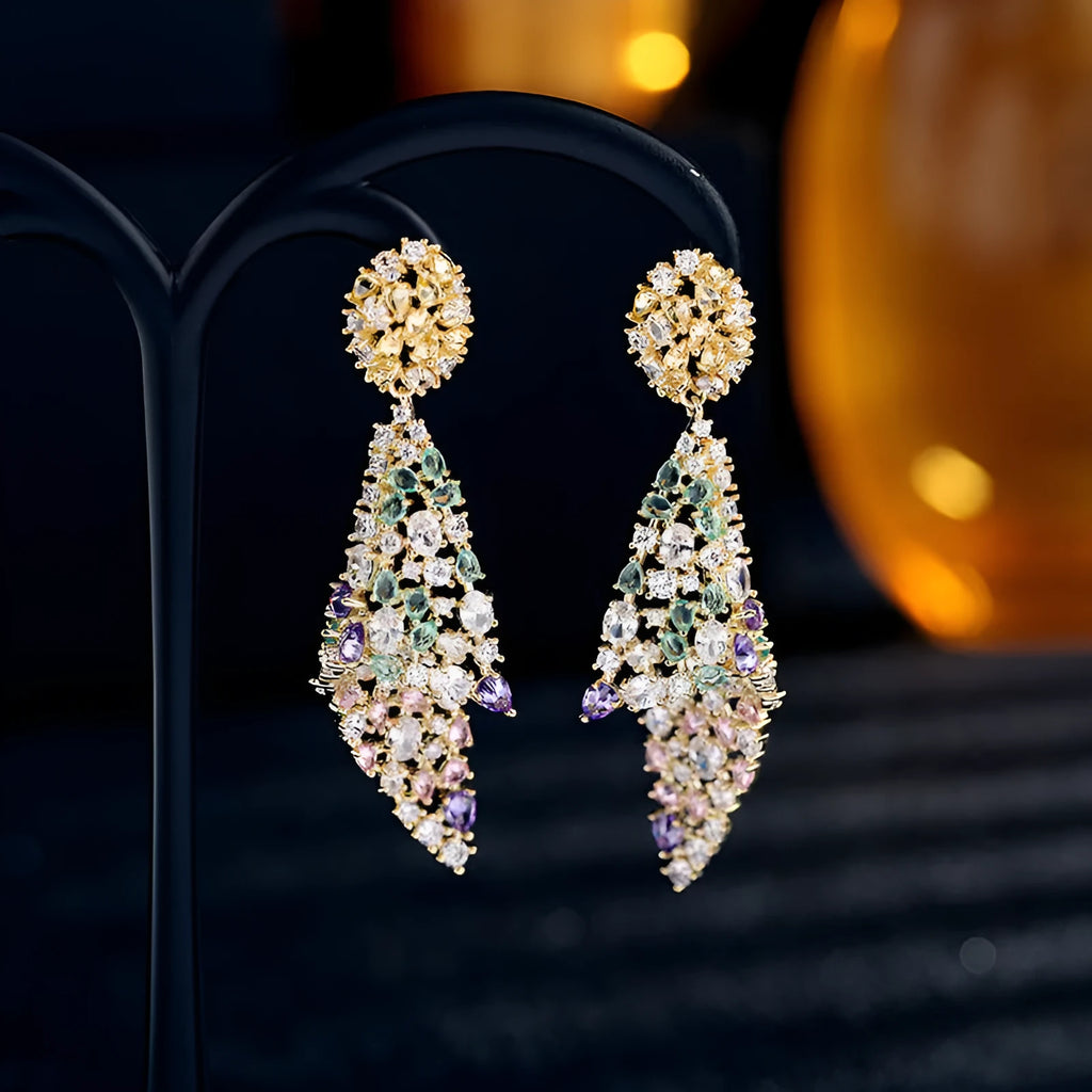 Copper geometric earrings for women with electroplated colour finish and fold design
