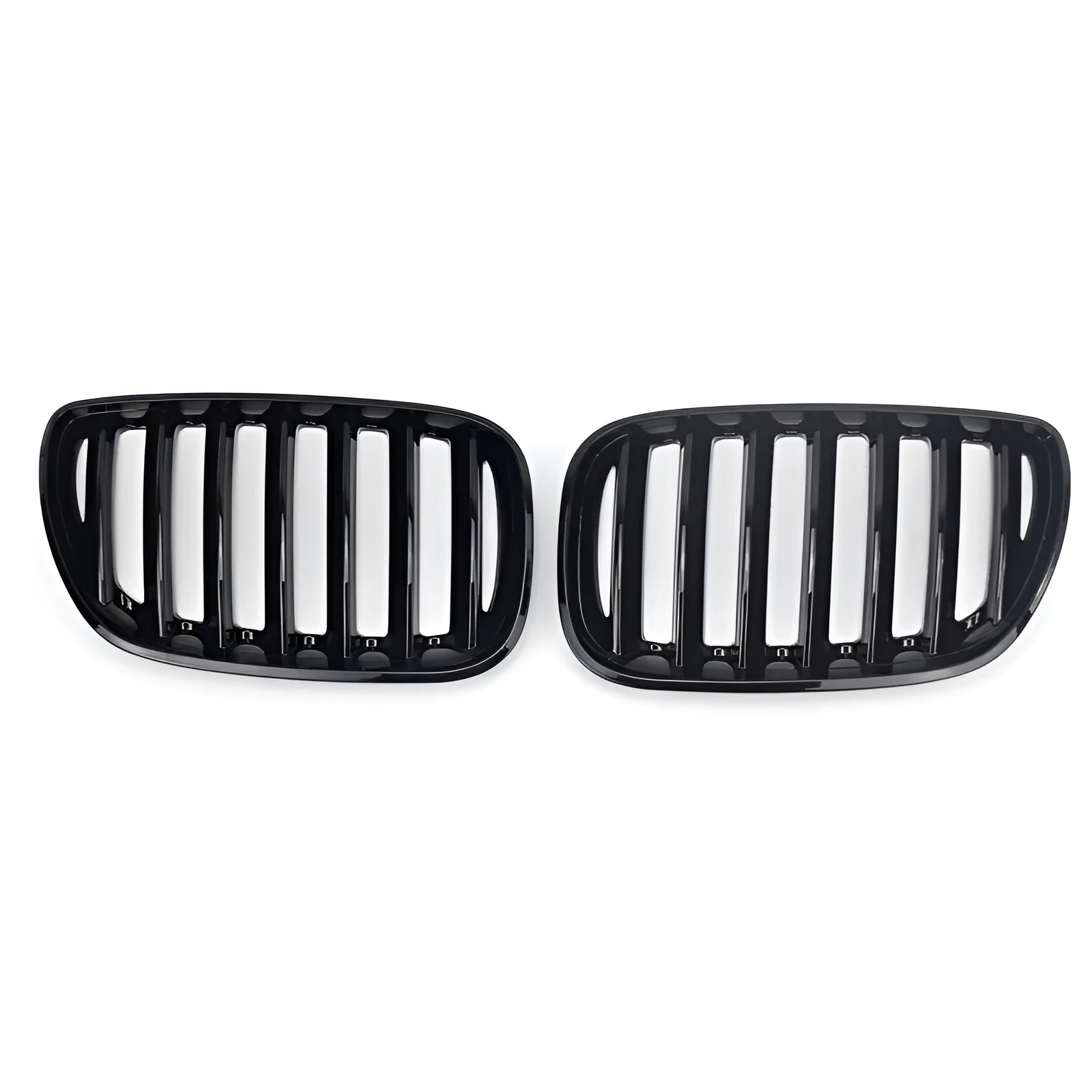 Bright black ABS plastic mesh grille for BMW X5 E53 front end.