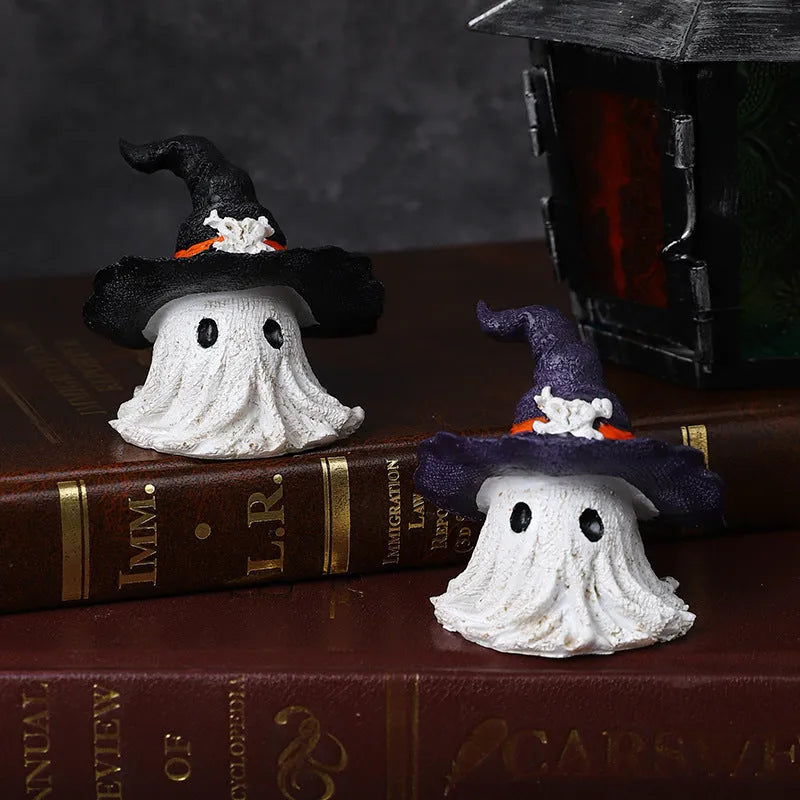 Resin wizard hat ornament in purple and black for Halloween Christmas Easter decoration