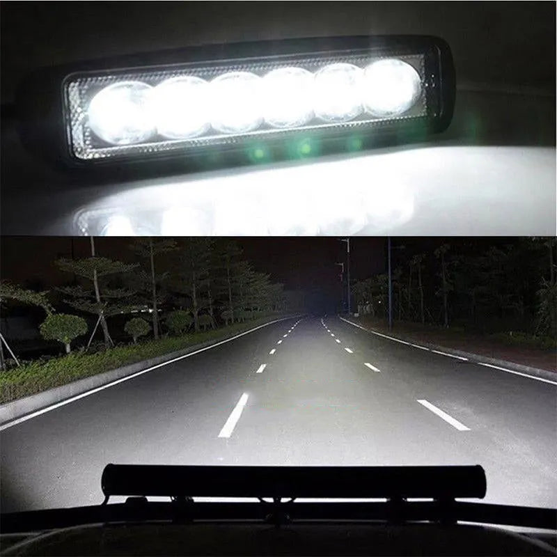 Black die-cast aluminium car auxiliary LED spotlight with bracket for mounting.