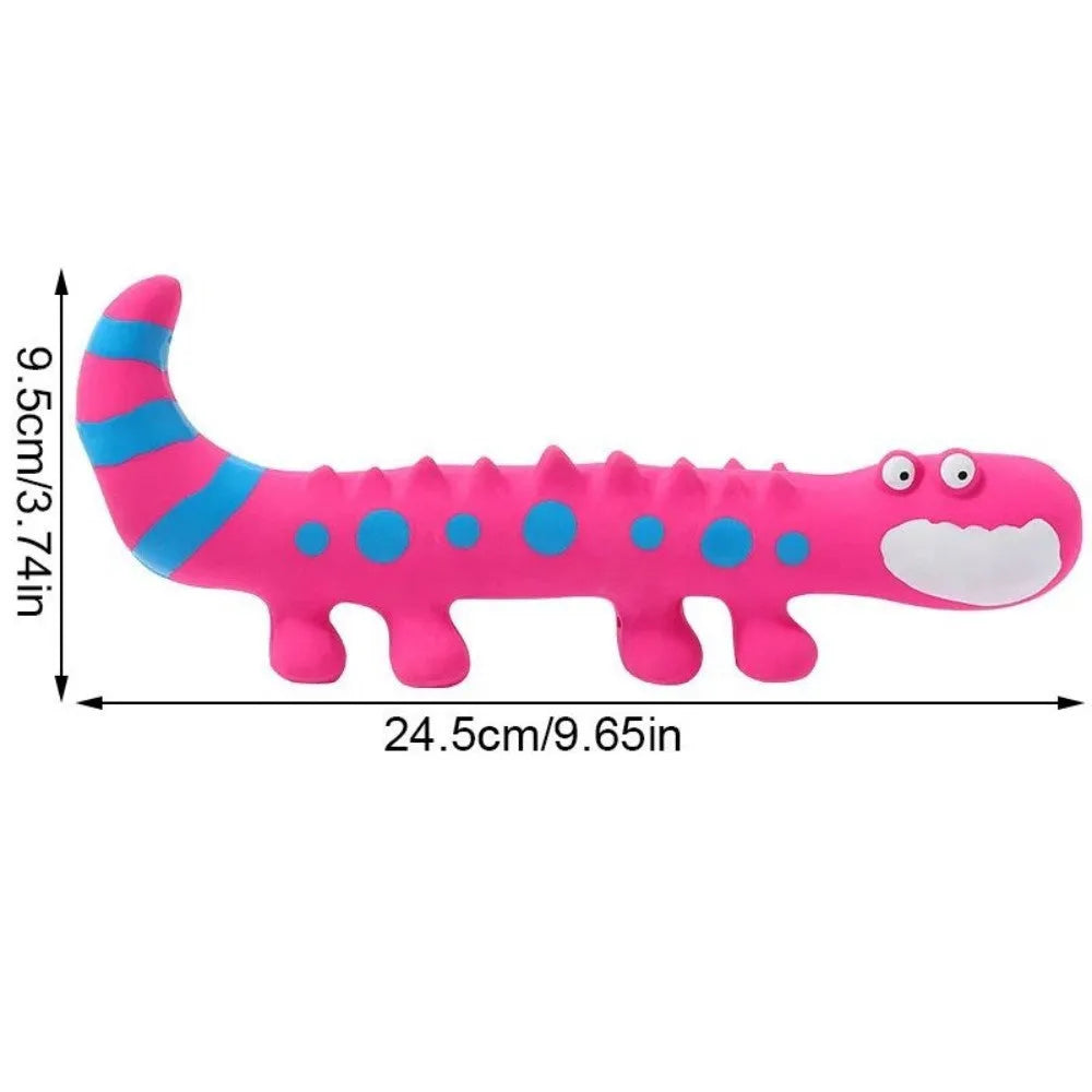 Green latex lizard squeaky dog chew toy for small and medium dogs