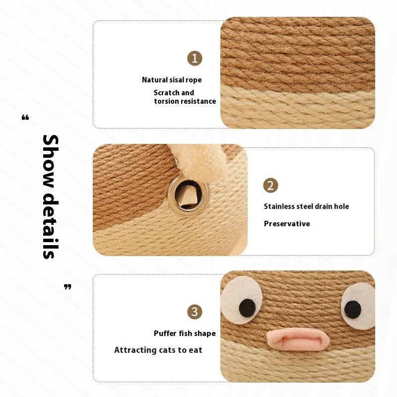 15cm sisal hemp cube pet puzzle feeder with puffer leakage food design for cats and dogs.