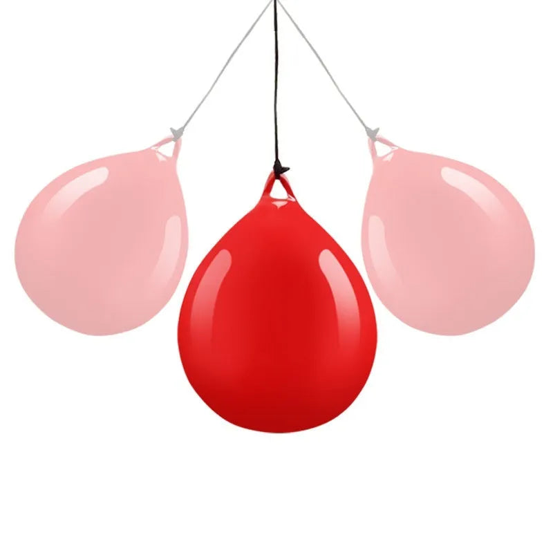 Red water-filled boxing reaction ball with hook rope for martial arts training