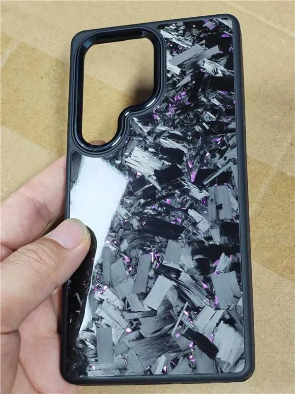 Carbon fibre forged phone case for Samsung S24 Ultra, black without magnetic, shockproof protective sleeve