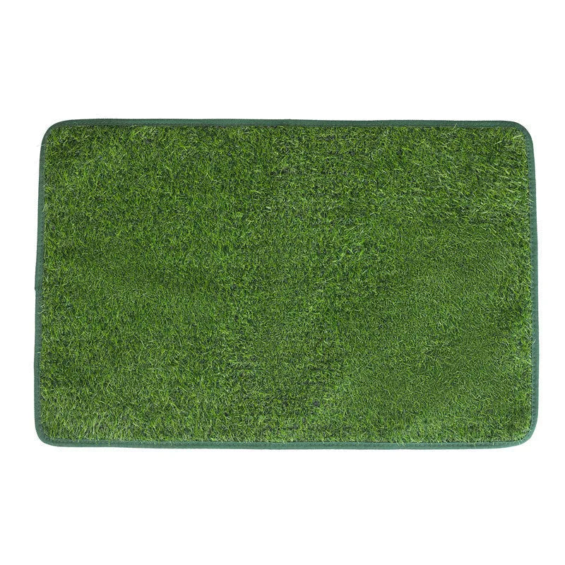 Green dog grass pee pad with realistic texture and drainage holes