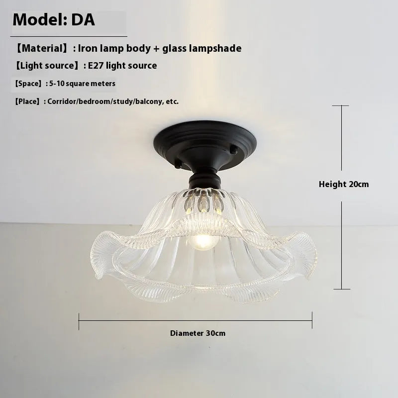 American retro single-head lamp with glass cover for hallway and balcony lighting