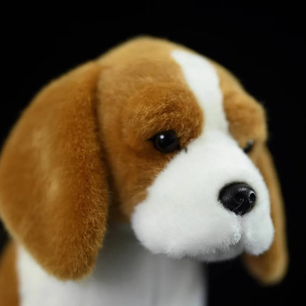 Realistic beagle dog plush doll 29cm soft simulation stuffed animal on white background