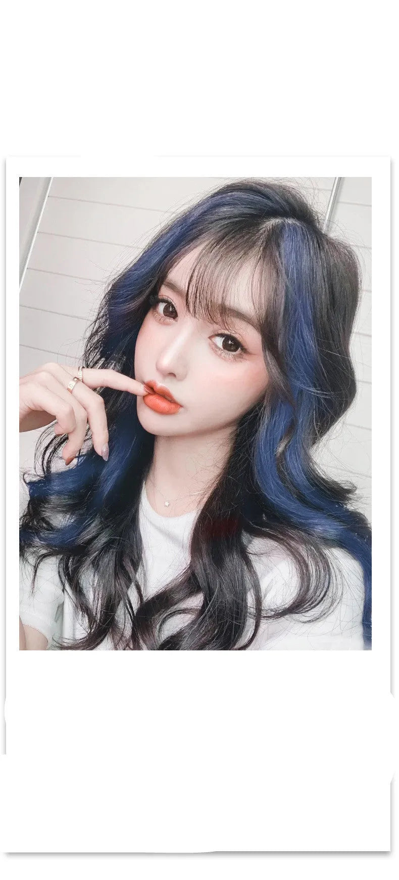 Gradient colour long curly hair wig patch extension piece approximately 60cm in length