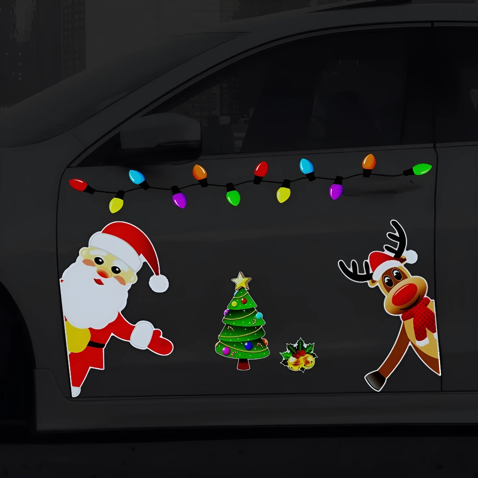 Christmas elk reflective magnetic car decoration sticker in RFM025 colour with cartoon design