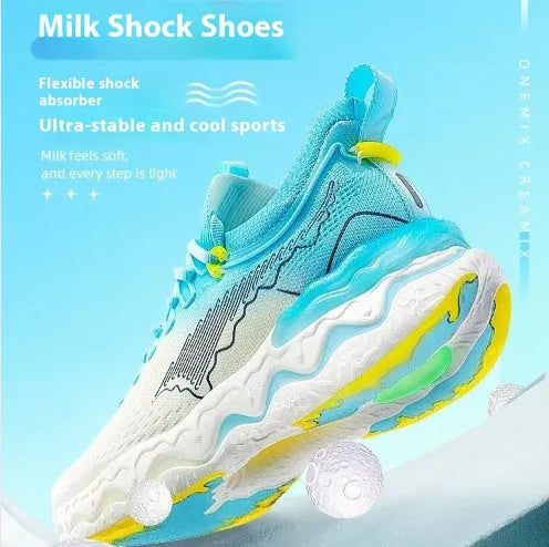 Women's cushioned running shoes with thick rubber soles in multiple colour options