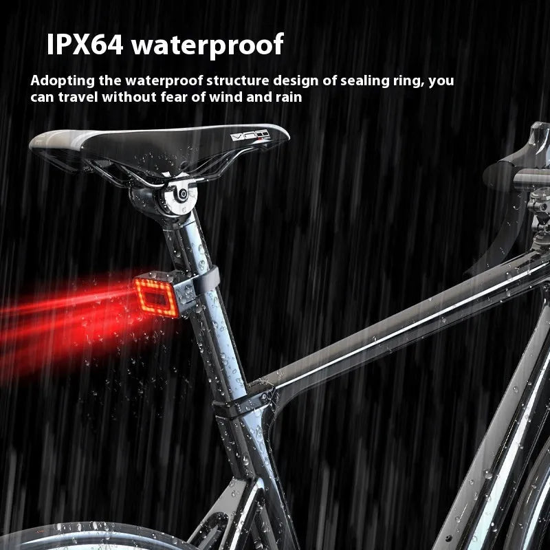 Black bicycle radar safety taillight with Type-C charging port and double mounting bracket