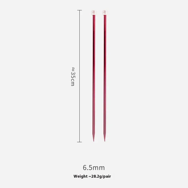 Aluminium crochet hook set showing 14 different sizes with protective plastic caps
