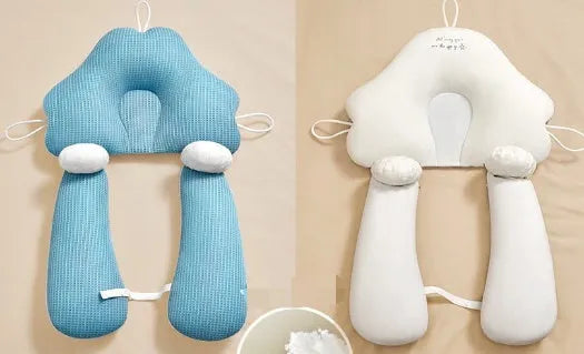 U-shaped baby head shaping pillow with detachable column in blue-white colour option