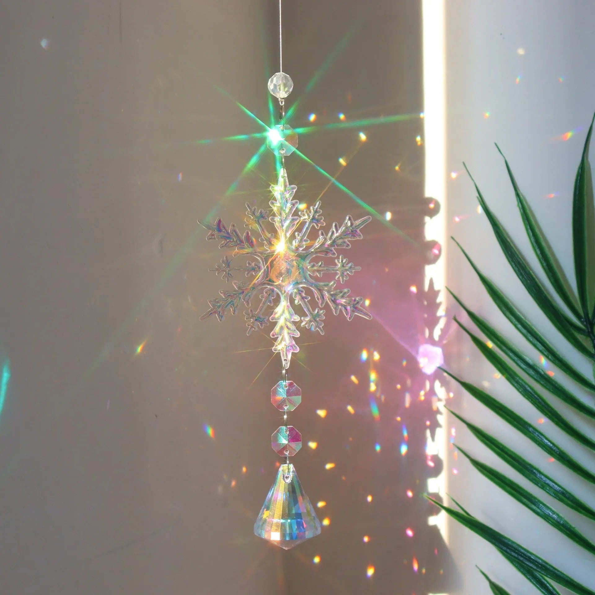 K9 crystal snowflake sun catcher Christmas decoration with AB colour finish