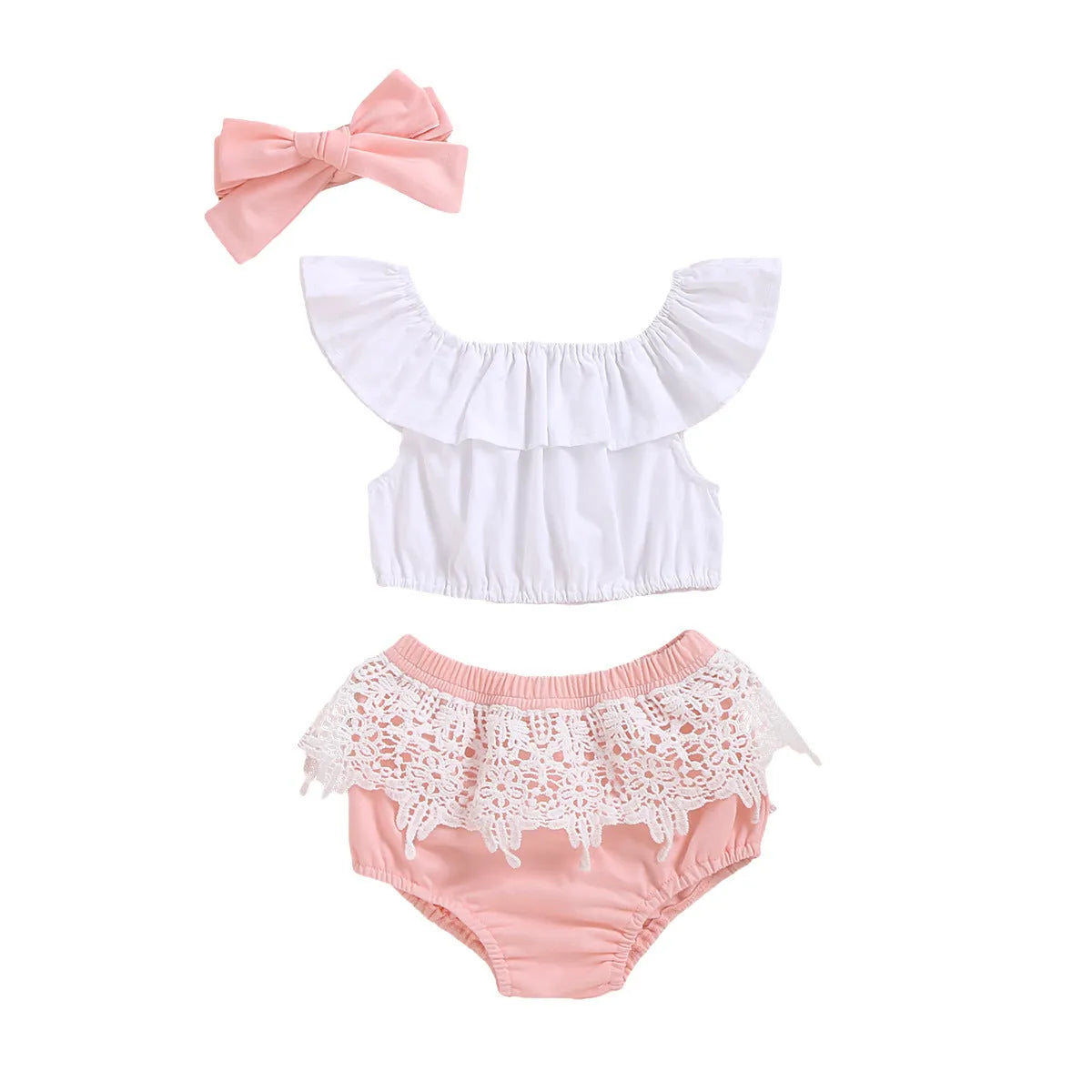 Solid white cotton children's summer suit with vest, shorts, and bow tie for boys, loose fit