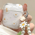 High transparent TPU protective cover with pearl pendant and chain for Apple AirPods charging case