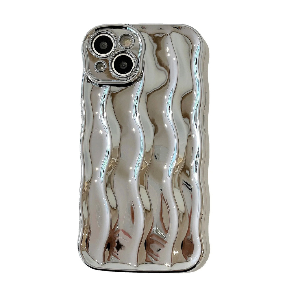 Electroplated wave stripe protective back cover case for iPhone 17 in various colours.