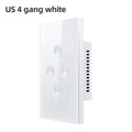 Black Zigbee 3.0 WiFi smart light switch with 2.5D tempered glass panel and touch control, US standard single gang