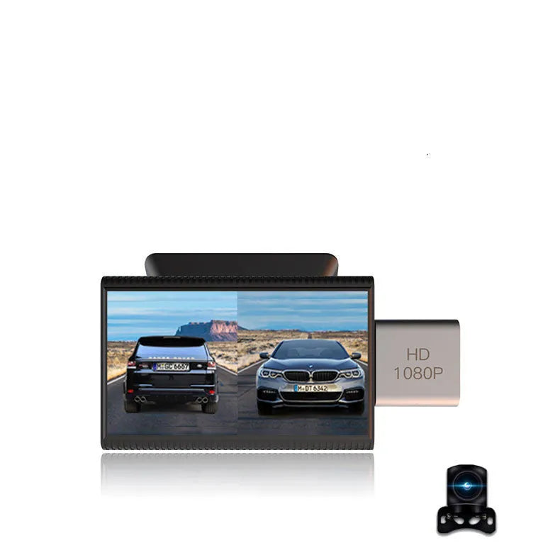 Black 4G tachograph front and rear dash cam with touch screen and dual cameras