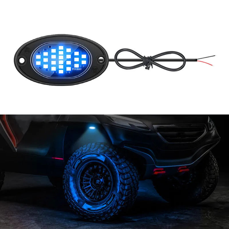 12V car LED chassis ambience light with ABS housing in blue colour option for underbody vehicle decoration.