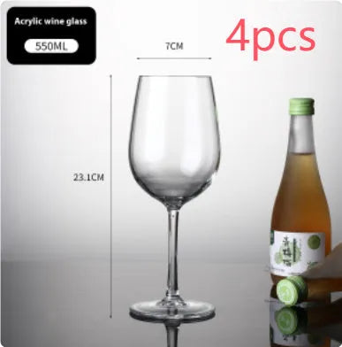 Clear acrylic wine glass with modern design for party catering, available in 550ml and 300ml capacities