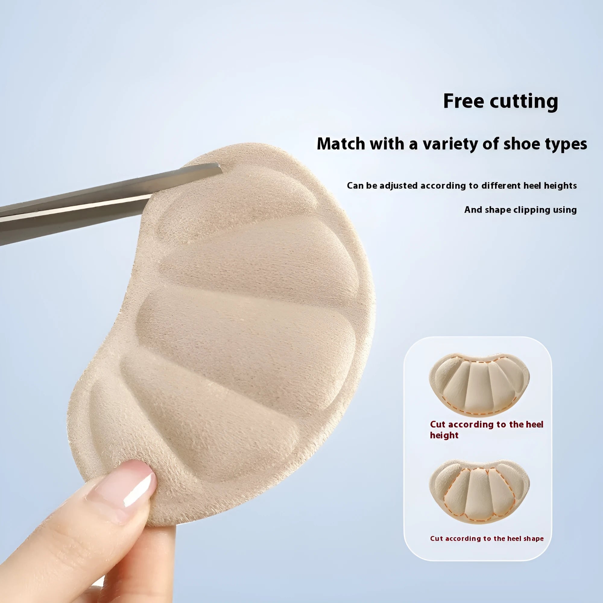 Three pairs of camel-coloured anti-slip heel cushion pads measuring 9.3x6cm