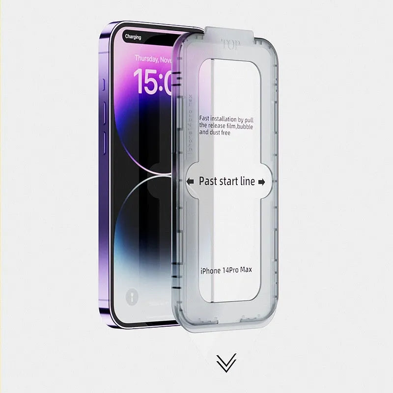 Tempered glass privacy screen protector for iPhone with separate sticker box.