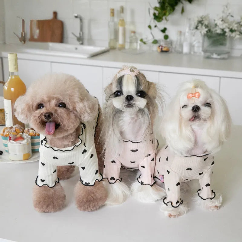 Home Vest Dog Cat New Year Christmas Dress in beige colour fabric with sweet style for pets