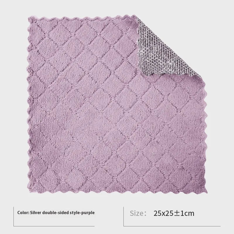 Silver wire microfibre cleaning rag for pots and bowls in 20x20cm and 25x25cm sizes with multiple style options